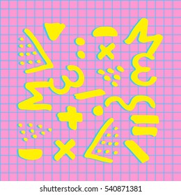 Swatches of 80s style patterns. Design 80-90s. . Hand drawing sketch textures. Vector illustration