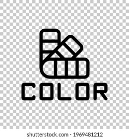 Swatches palette, color samples, simple icon. Black editable linear symbol on transparent background