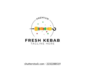 Swawarma kebab logo design template. Turky traditional food kebab.