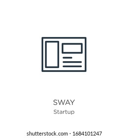Icono de inclinación. Icono de contorno lineal delgado aislado en fondo blanco de la colección de inicio. Signo vectorial de línea, símbolo para web y móvil