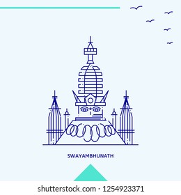 SWAYAMBHUNATH skyline vector illustration