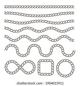 Swaying Black Nautical Rope Border Vector For Round Text Frames.