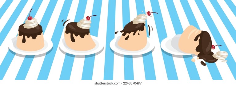 Swaying a jiggly pudding. It can be used as a poster for a dessert shop or a coffee shop, and it is also very suitable for decorating a baby card.