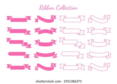Swaying ribbons for retro text labels Product price tag Isolated on white background