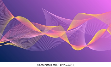 swaying wavy lines Abstract Wave background Pink and blue with yellow stripes