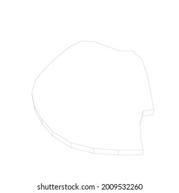 Swaziland - 3D black thin outline silhouette map of country area. Simple flat vector illustration
