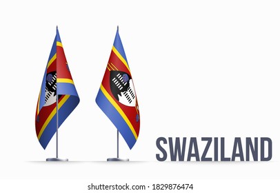 Swaziland 3d flag state symbol isolated on background national banner. Greeting card National Independence Day of the Kingdom of Swaziland. Illustration banner with realistic state flag of Eswatini.