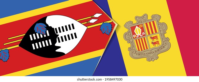 Swaziland and Andorra flags, two vector flags symbol of relationship or confrontation.