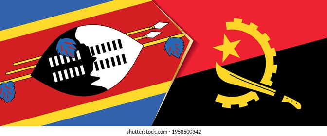 Banderas de Swazilandia y Angola, dos banderas vectoriales símbolo de relación o enfrentamiento.
