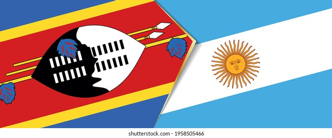 Banderas de Swazilandia y Argentina, dos banderas vectoriales símbolo de relación o enfrentamiento.