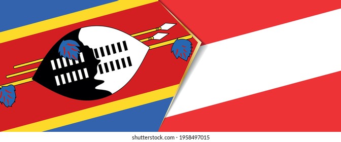 Swaziland and Austria flags, two vector flags symbol of relationship or confrontation.