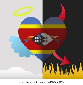 Swaziland background of a heart half demon half angel