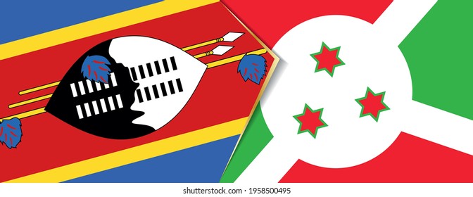Swaziland and Burundi flags, two vector flags symbol of relationship or confrontation.