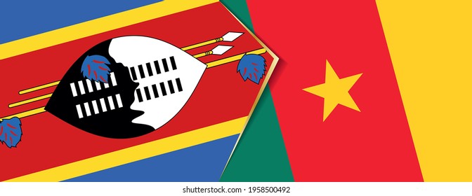 Swaziland and Cameroon flags, two vector flags symbol of relationship or confrontation.