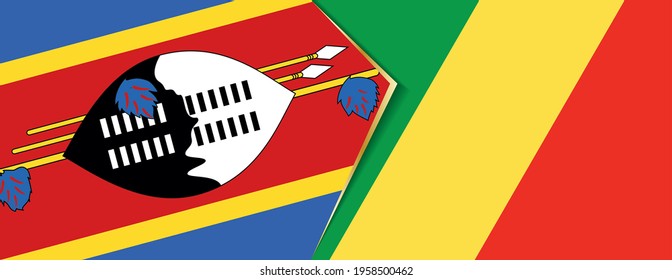 Banderas de Suazilandia y Congo, dos banderas vectoriales símbolo de relación o enfrentamiento.
