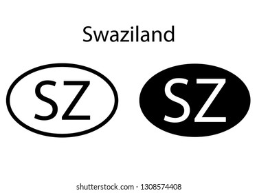 Swaziland country code icon.  Iso code country domain name.   SZ - Swaziland abbreviated. vector

