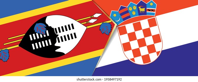 Banderas de Swazilandia y Croacia, dos banderas vectoriales símbolo de relación o enfrentamiento.