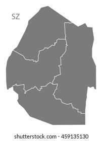 Swaziland districts Map grey