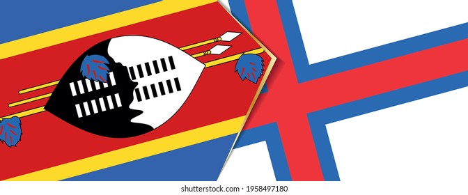 Banderas de Swazilandia y las Islas Feroe, dos banderas vectoriales símbolo de relación o enfrentamiento.