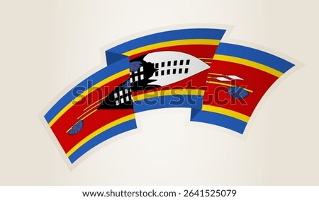 Swaziland Flag in Abstract Ribbon Shape, National Symbol of the Swaziland. This vector is ideal for use in national events, Independence Day, international sports competitions.