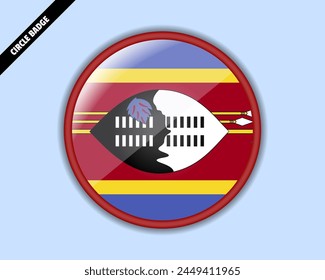 Swaziland flag circle badge, vector design, oval Swaziland emblem, rounded sign with reflection, patriotism and trade concept, logo with country flag