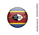 Swaziland Flag Circle Button Vector Template