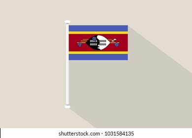 Swaziland flag with flagpole,vector illustration