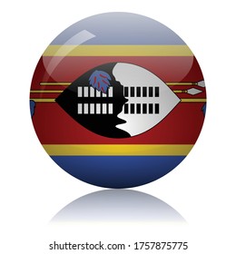 Swaziland flag glass button vector illustration