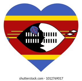 swaziland flag in heart vector illustration sign. Flag of swaziland in the shape of Heart with contrasting contour, symbol of love for his country or valentine day, patriotism.