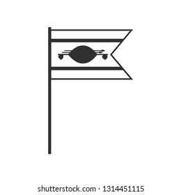Swaziland flag icon in black outline flat design. Independence day or National day holiday concept.
