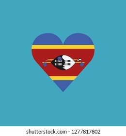 Swaziland flag icon in a heart shape in flat design. Independence day or National day holiday concept.