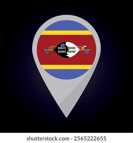 Swaziland Flag on Location Pin. vector illustration