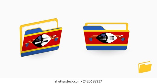 Swaziland flag on two type of folder icon. Vector illustration.