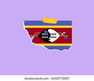 Swaziland flag paper texture, single-piece element, vector design, Swaziland flag taped on wall, decoration or celebration idea