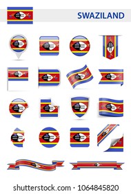Swaziland Flag Set - Vector Illustration