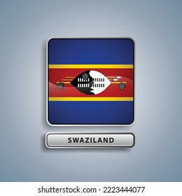 Swaziland flag square button vector illustration