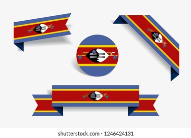 Swaziland flag stickers and labels set. Vector illustration.