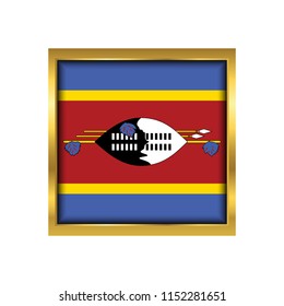 Swaziland Flag Vector Square Icon - Illustration, Flag of Swaziland. Abstract concept, icon,golden square, button. Raster illustration on white background.