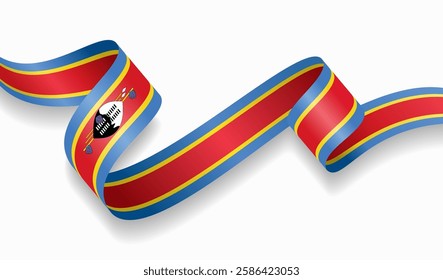 Swaziland flag wavy abstract background. Vector illustration.