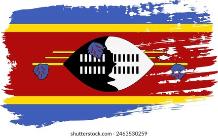 Swaziland flag, wide brush stroke on transparent background, vector.