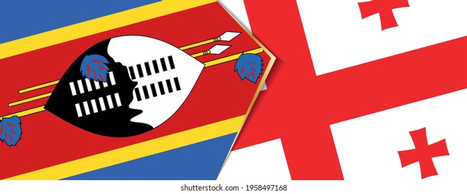 Swaziland and Georgia flags, two vector flags symbol of relationship or confrontation.