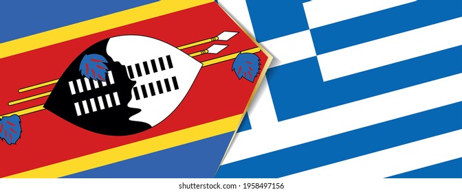 Swaziland and Greece flags, two vector flags symbol of relationship or confrontation.