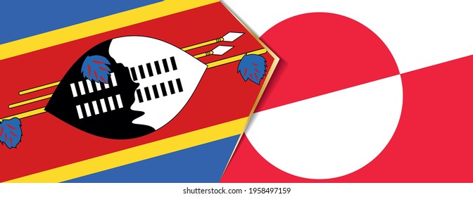 Swasiland und Grönland-Flaggen, zwei Vektorflaggen Symbol für Beziehung oder Konfrontation.