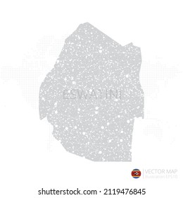 Swasiland-graue Karte einzeln auf weißem Hintergrund mit abstrakter Maschenlinie und Punktwaage. Vektorgrafik eps10