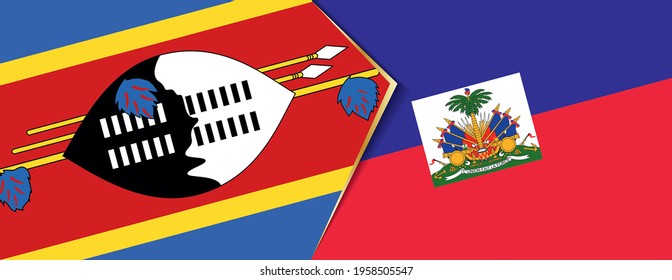 Swaziland and Haiti flags, two vector flags symbol of relationship or confrontation.
