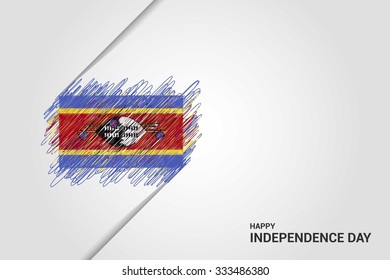Swaziland Happy independence day scribble flag. Hand drawn Country flag on Gray crumbled paper. vintage background wallpaper vector illustration.
