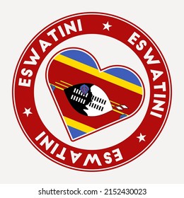 Swaziland heart flag badge. From Swaziland with love logo. Support the country flag stamp. Vector illustration.