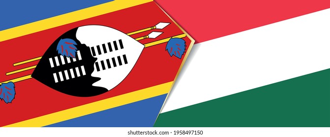 Swaziland and Hungary flags, two vector flags symbol of relationship or confrontation.