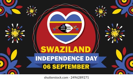 Swaziland Independence Day day  vector banner design with geometric shapes and vibrant colors on a horizontal background. Happy Swaziland Independence Day day modern minimal poster.