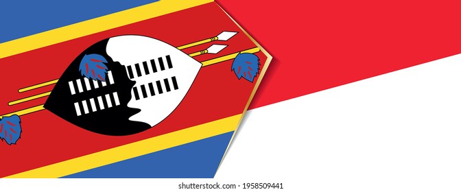 Swaziland and Indonesia flags, two vector flags symbol of relationship or confrontation.